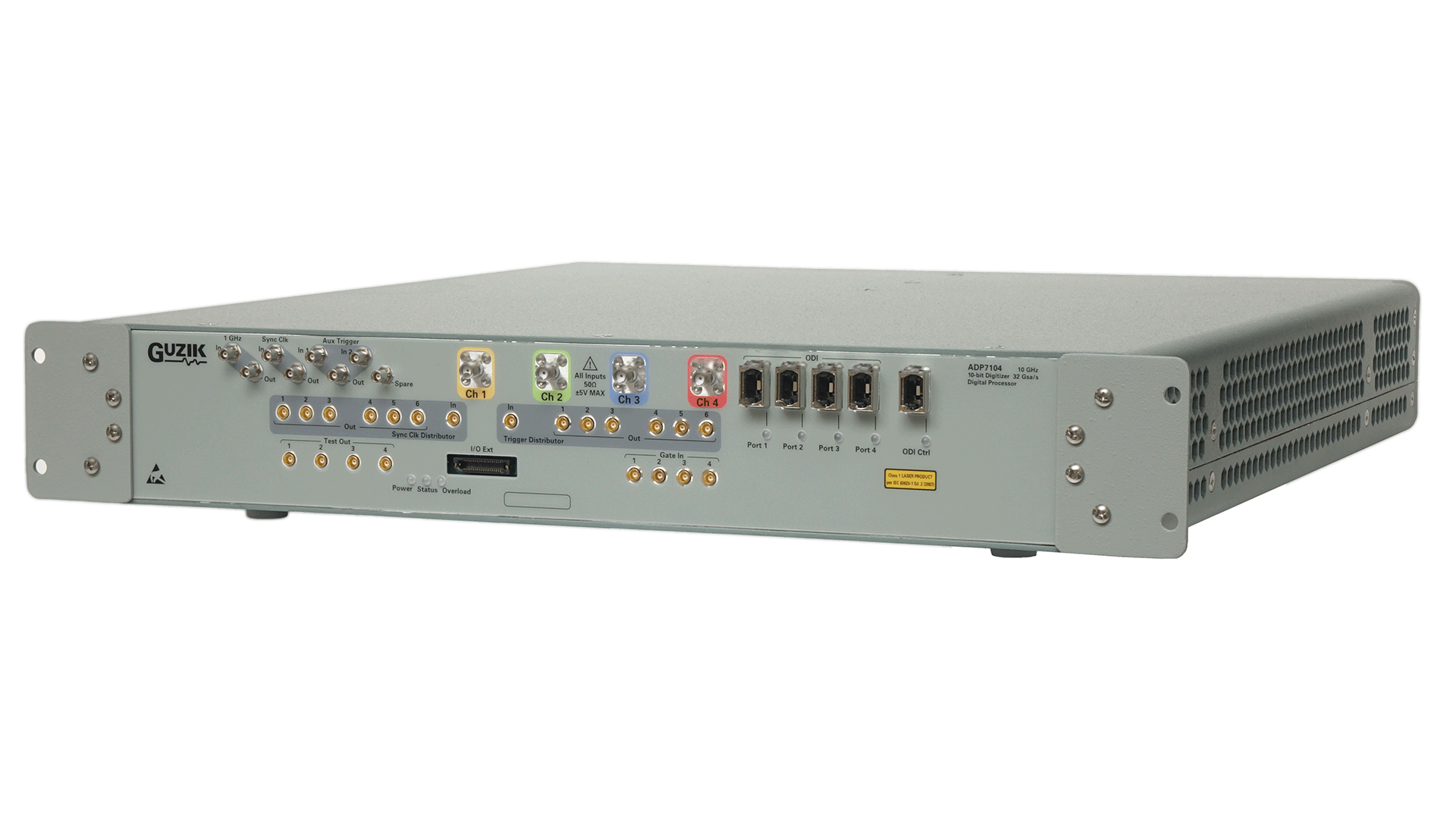 2 个通道，采样率为 32 GSample/s
4 个通道，16 GSample/s
DC 至 10 GHz 模拟带宽，测量上升时间为 28 ps 的信号
10 位分辨率，256 GB 内存（每通道 3.2 秒）
